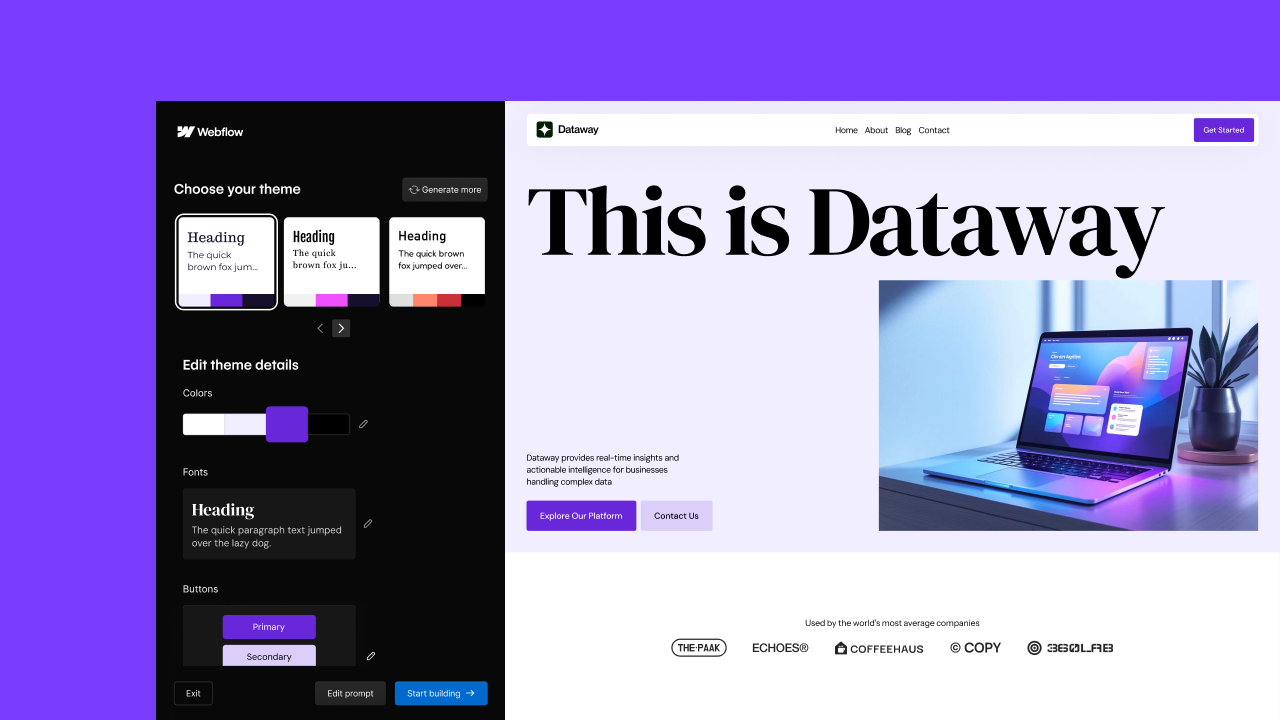 Webflow AI website builder dengan kontrol CSS penuh dan CMS untuk konten dinamis