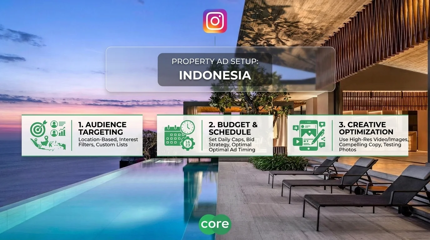 Setup kampanye Instagram Ads properti di Indonesia: audience targeting, budget dan schedule, serta creative optimization